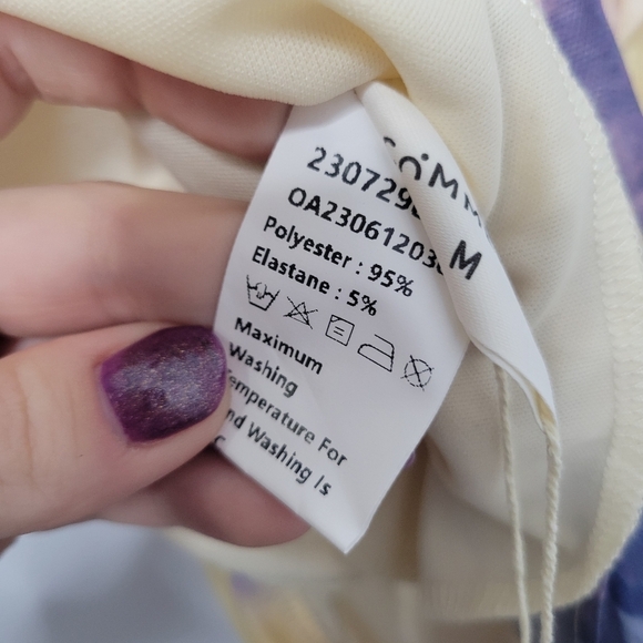 NWT Commense Yellow Purple Marble Tie-Dye Mesh Ruched Bodycon Midi Dress - Picture 8 of 9